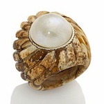 Colleen Lopez Calcite and Cultured Mabé Pearl Sterling Silver "Rocker Pearl" Ring