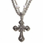 Real Collectibles by Adrienne® "The King's Beloved Sister" Jeweled Cross Enhancer Pendant with Two 50" Necklaces